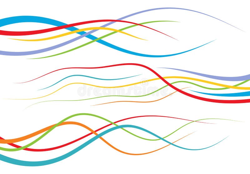 Set of abstract color curved lines. Wave design element vector illustration Set of abstract color curved lines. Wave design element vector illustration