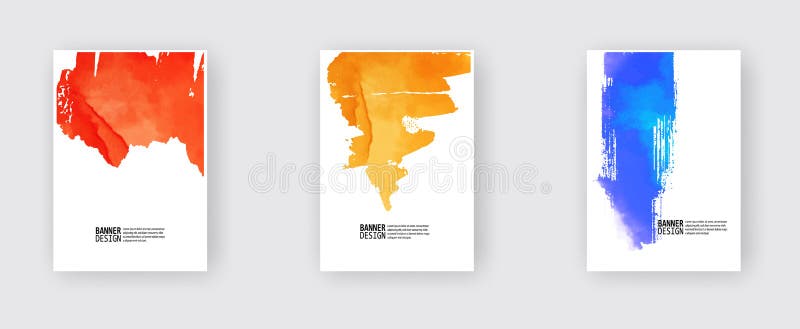 Set of abstract color vector watercolor poster royalty free illustration