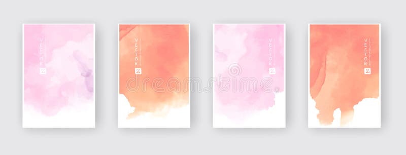 Set of abstract color vector watercolor poster stock illustration