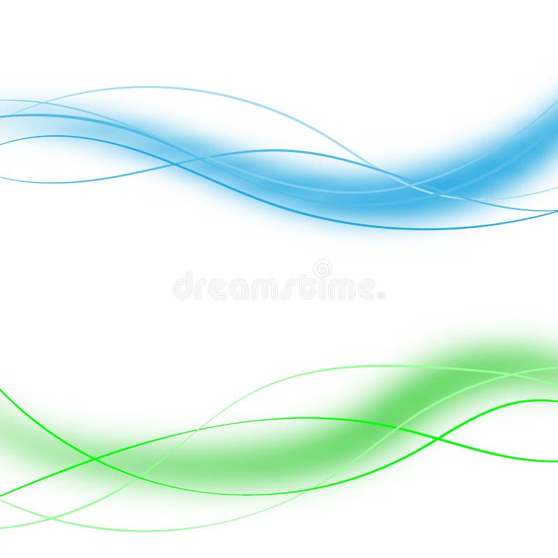 set of abstract color wave smoke transparent blue green wavy design. eps 10