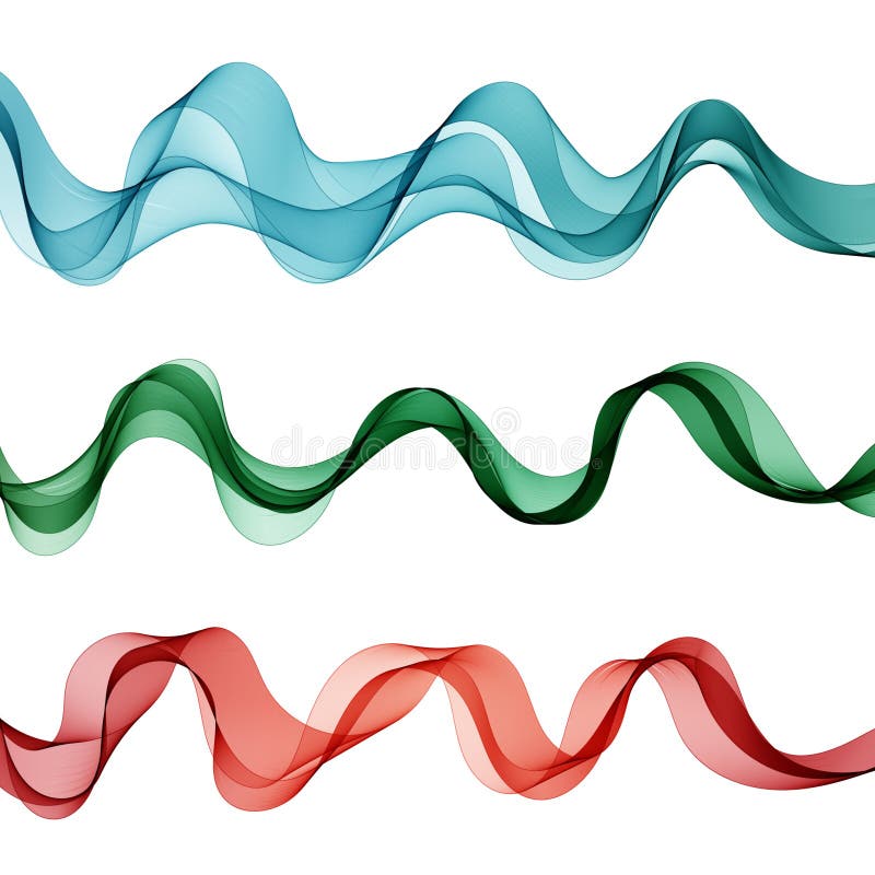 Set of abstract colored waves. Red, green, blue waves. eps 10 vector illustration