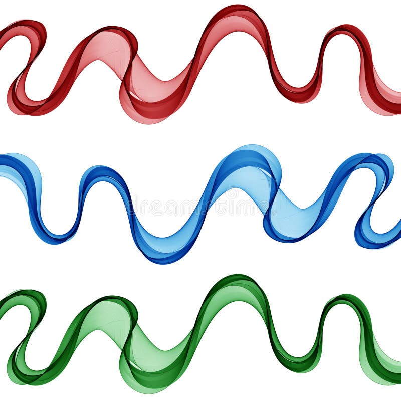 Set of abstract colored waves. Red, green, blue waves. Eps 10 stock illustration