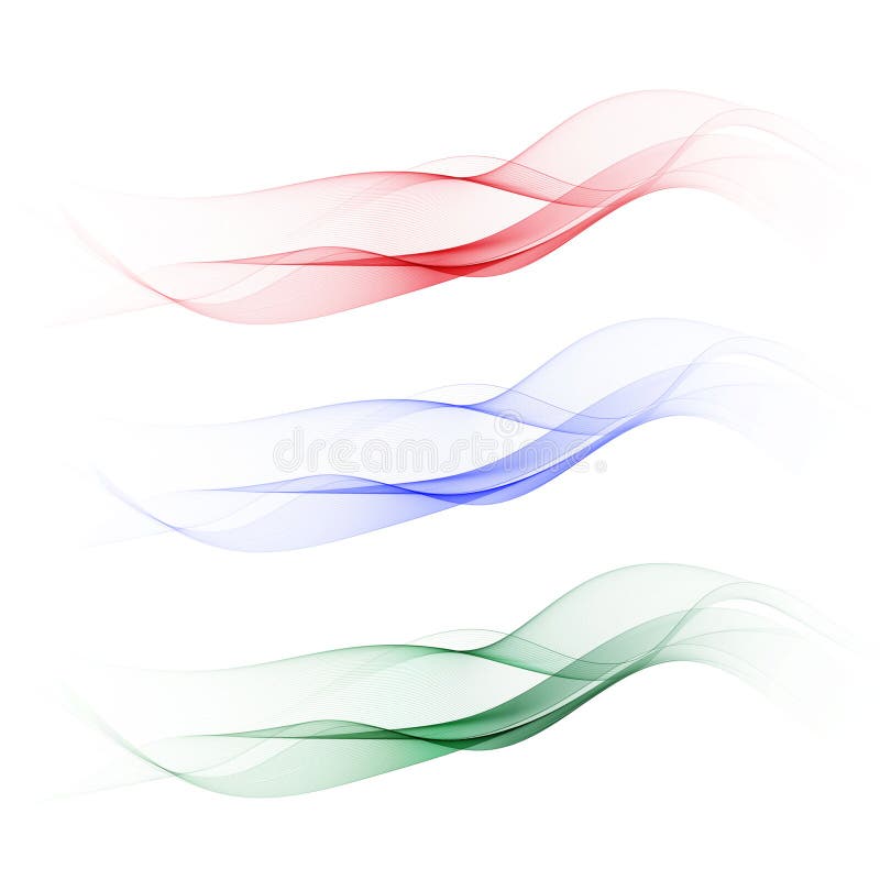 Set of abstract colored waves. Red, green, blue waves. Eps 10 royalty free illustration