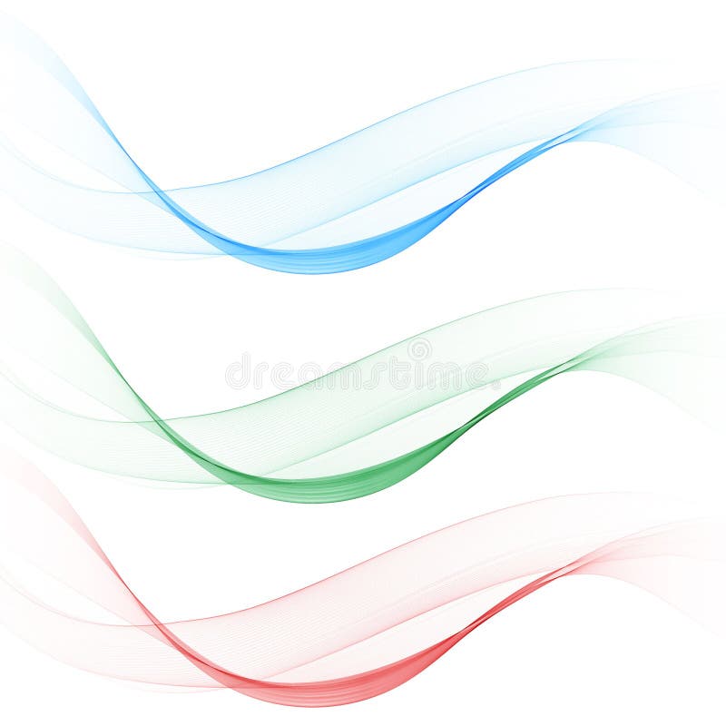 Set of abstract colored waves. Red, green, blue waves. Eps 10 royalty free illustration