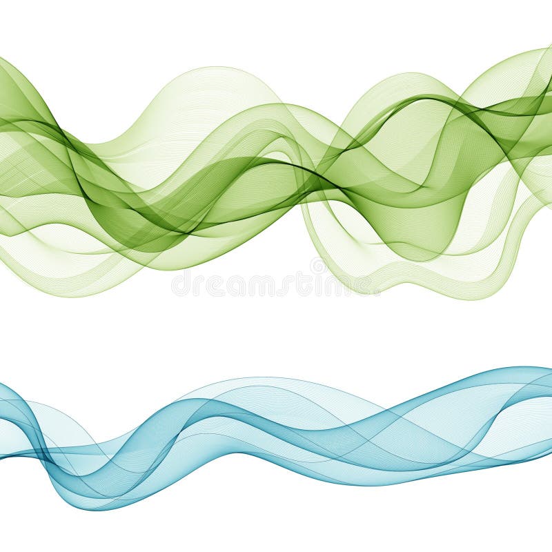 Set of abstract colored waves. Vector background. Design element. Green and Blue waves. Eps 10 vector illustration