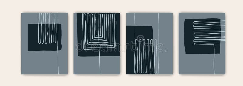 Set of abstract creative minimalist art composition with geometric elements. stock illustration