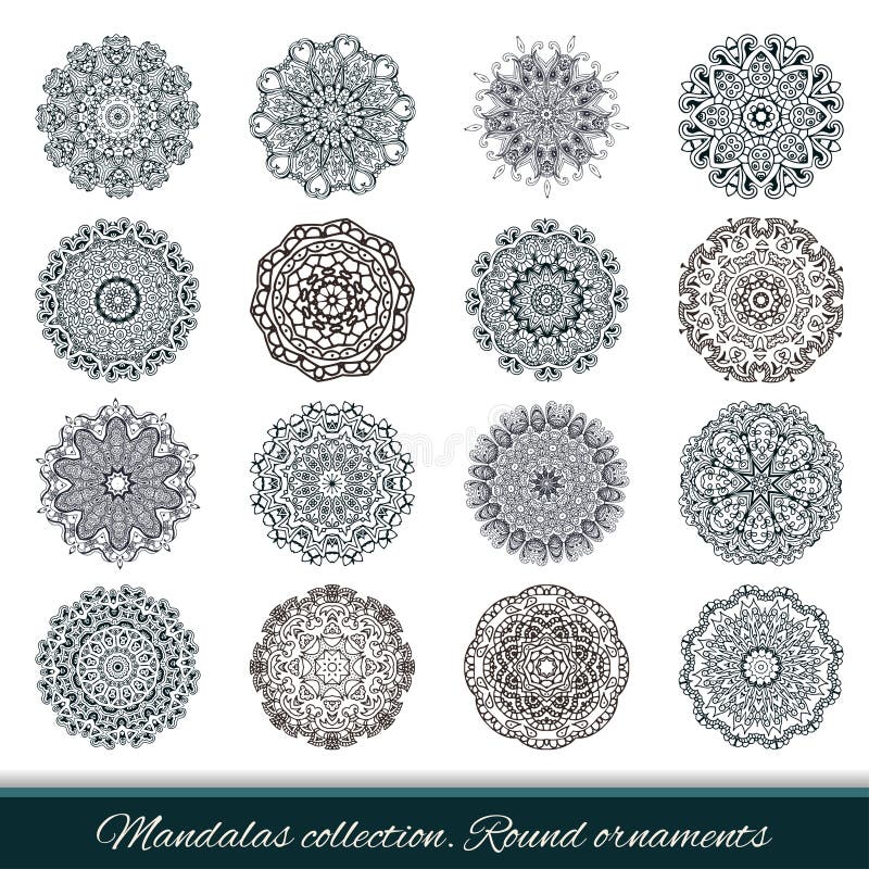 Set of abstract design element. Round mandalas in vector. royalty free illustration Set of abstract design element. Round mandalas in vector. royalty free illustration