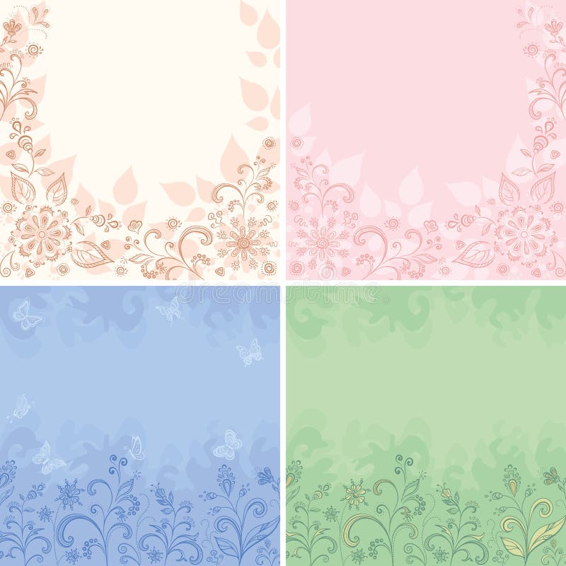 Set abstract floral backgrounds