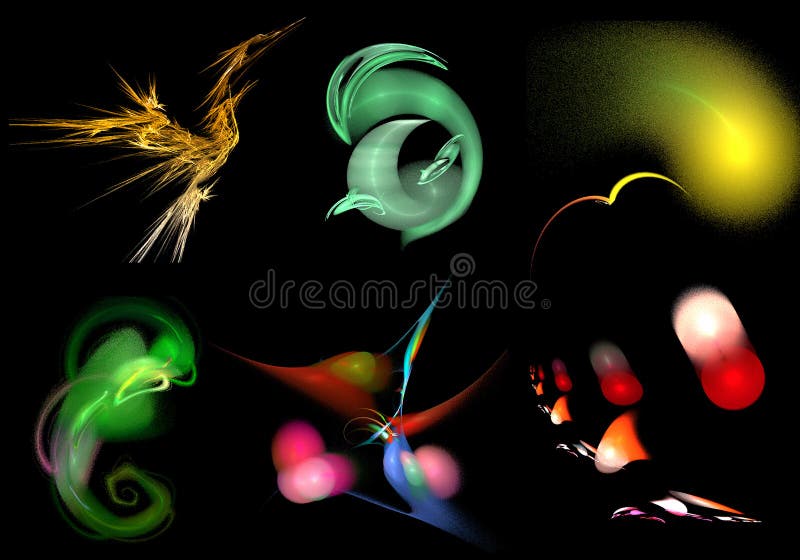A set of abstract fractals like fantastic animals stock illustration A set of abstract fractals like fantastic animals stock illustration