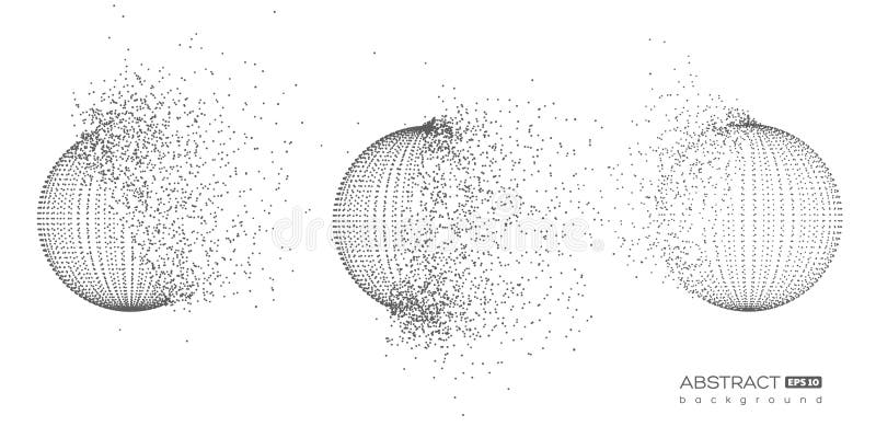 Set of abstract globe particles spheres.