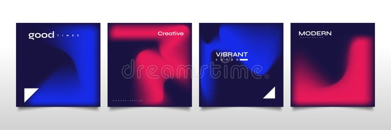 Set of Abstract Gradient Cover or Poster Design. Blurred Fluid Background vector illustration
