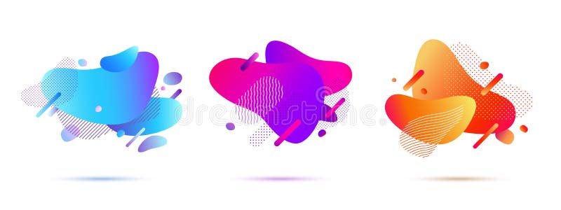 Set of Abstract Gradient Shapes. Covers Template Design of Modern Memphis Style. Geometric Shapes and Dots for Presentation royalty free illustration