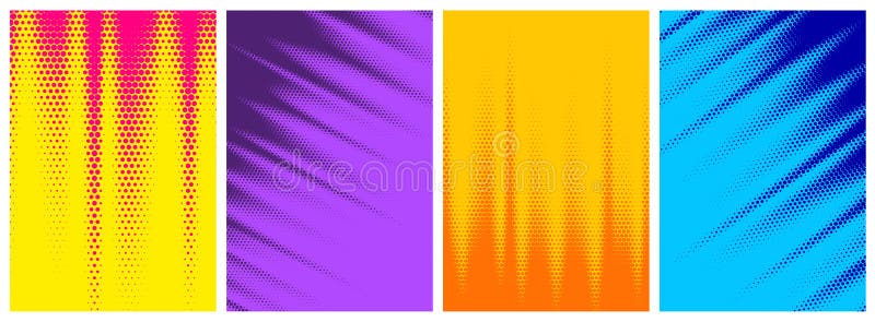 Set of abstract halftone colorful backgrounds stock illustration