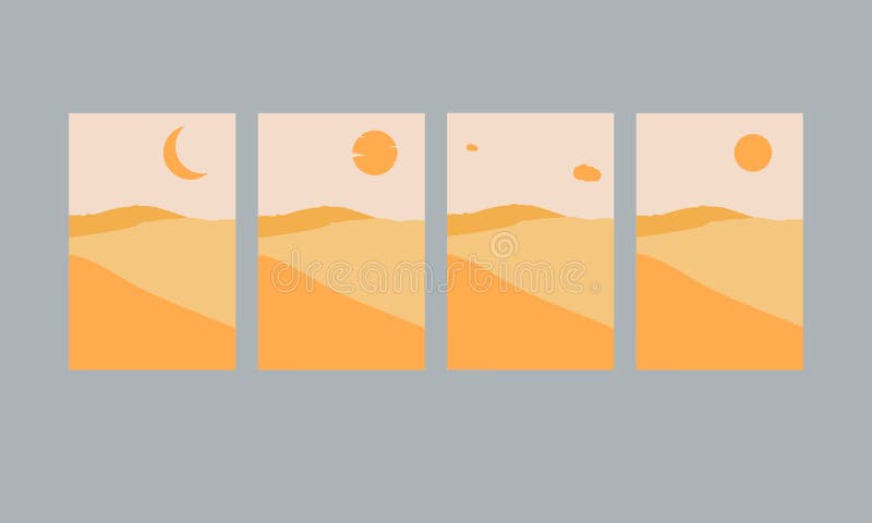 Set of Abstract Minimalist Aesthetic Posters Backgrounds with Mountains ...