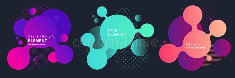 Set of abstract modern graphic elements. Gradient abstract banners with flowing liquid shapes