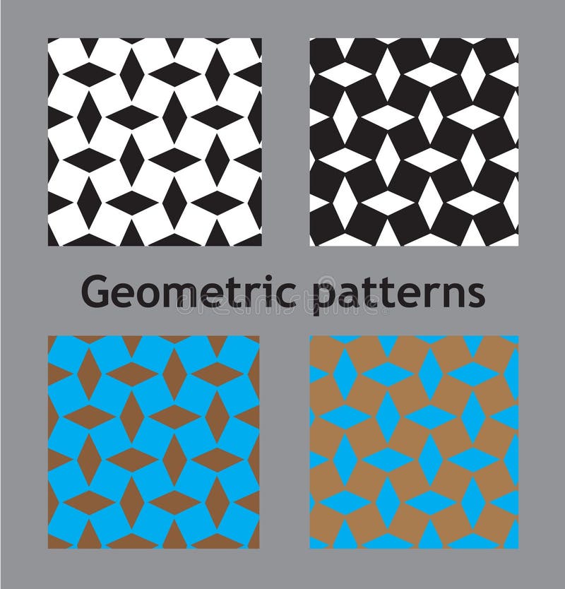 Set of Abstract Seamless Geometric Cube Patterns Stock Vector ...