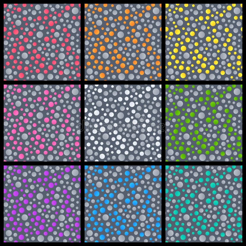 Set of Abstract Seamless Patterns of Circles of Different Colors stock illustration Set of Abstract Seamless Patterns of Circles of Different Colors stock illustration