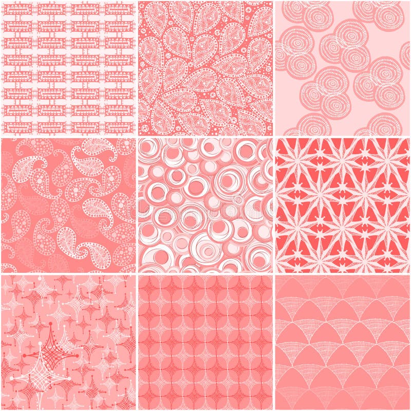 Set of 9 abstract seamless patterns stock illustration