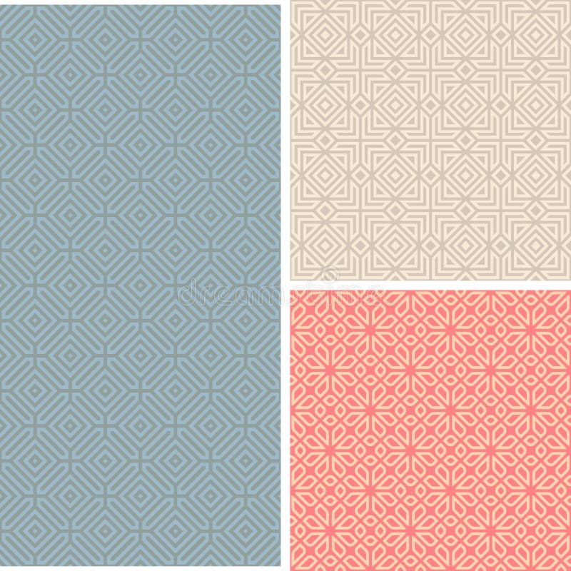 Set of 3 abstract seamless patterns vector illustration