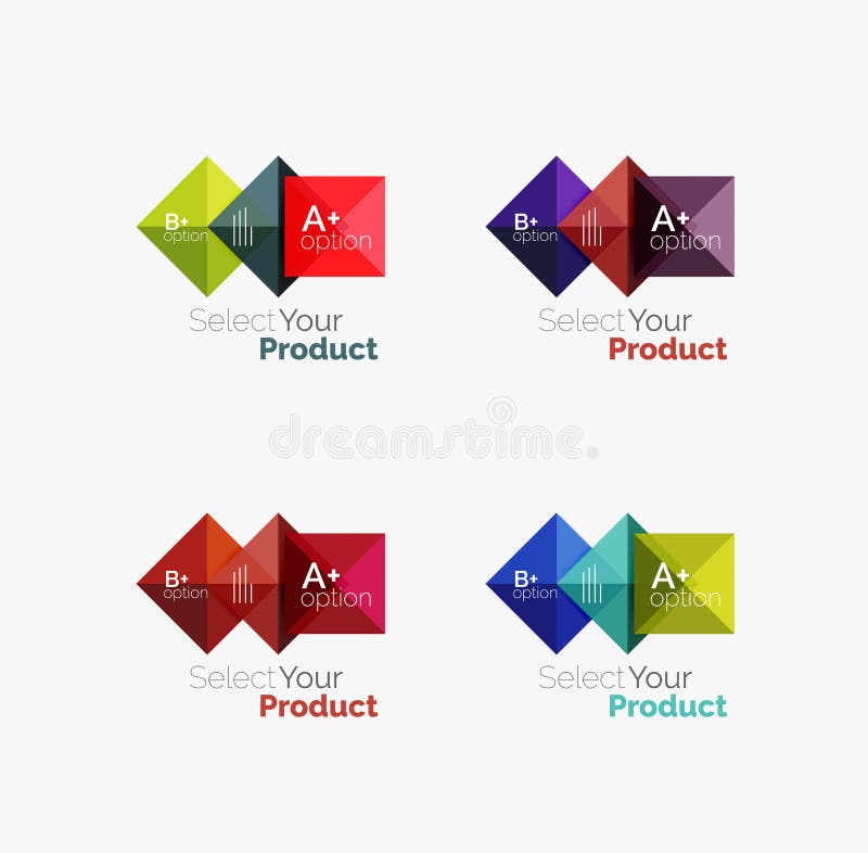 Set of abstract square interface menu navigation button vector illustration Set of abstract square interface menu navigation button vector illustration