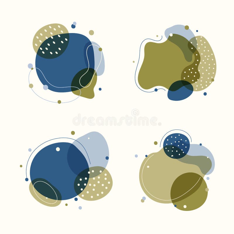 Set of abstract trendy graphic organic shape elements flowing liquid isolated on white background royalty free illustration