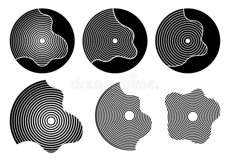 Set of abstract vector round shapes, icons. Parts of a vinyl records. Round Logo stock illustration