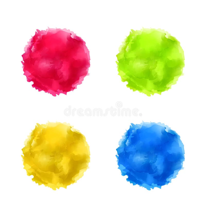 Set abstract watercolor splash, colorful paint circles