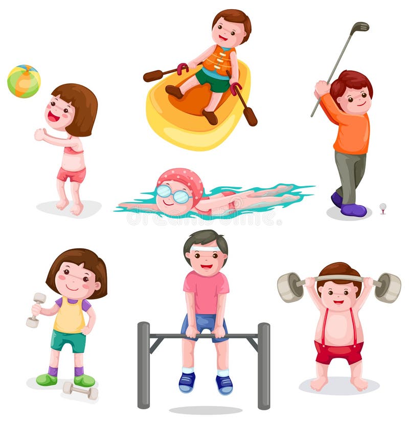 Set of activity exercise stock vector. Image of drawing - 19927565