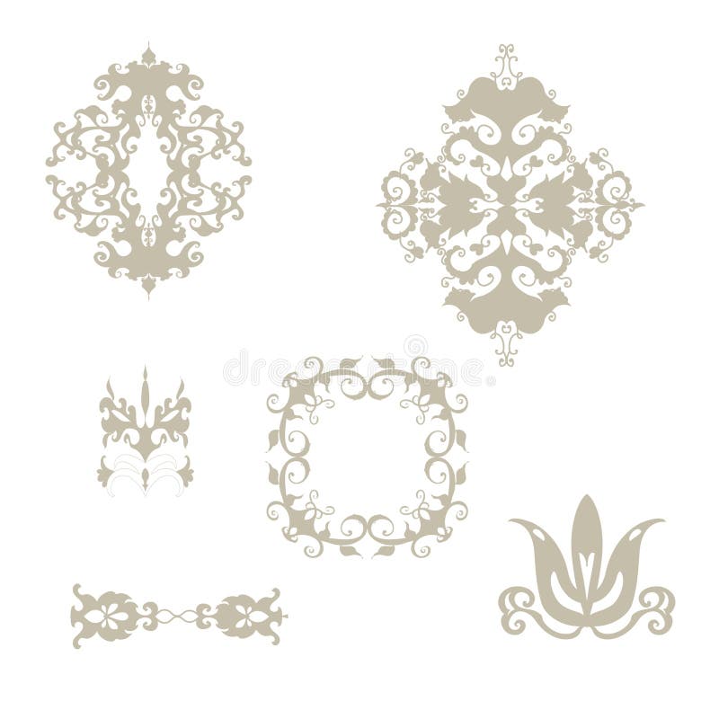 Set adamaszek deseniuje elementy royalty ilustracja Set adamaszek deseniuje elementy royalty ilustracja