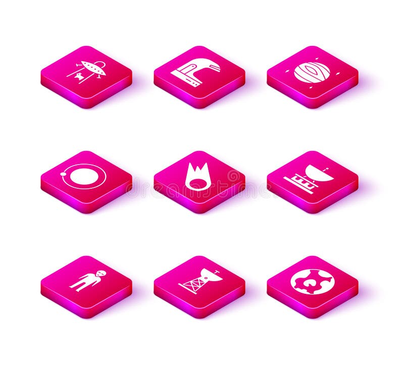 Set Alien, Satellite Dish, Satellites Orbiting the Earth, Comet