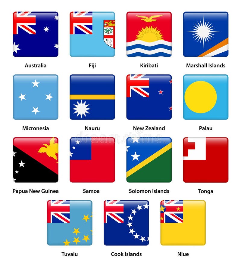 All Flags Of The World In Alphabetical Order Square Glossy Style Stock