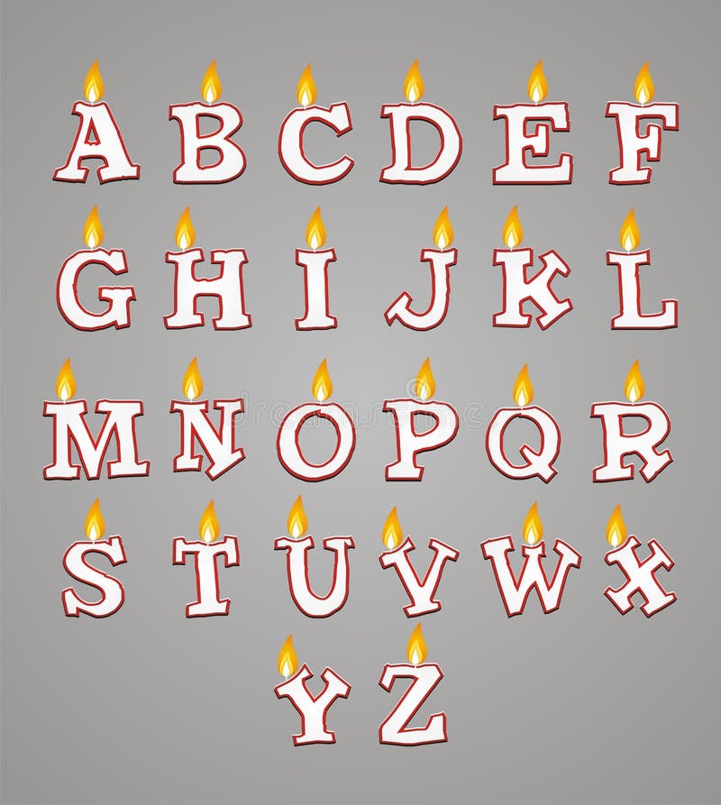 Set of Alphabet Candle with Red Colour Stock Illustration