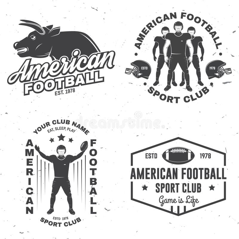 Set Of American Football Or Rugby Club Embroidery Patch Vector For Shirt  Logo Print Stamp Patch