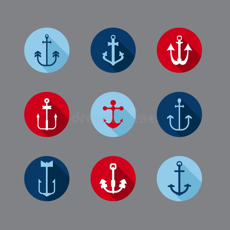 Set of Anchor Nautical Icons stock illustration