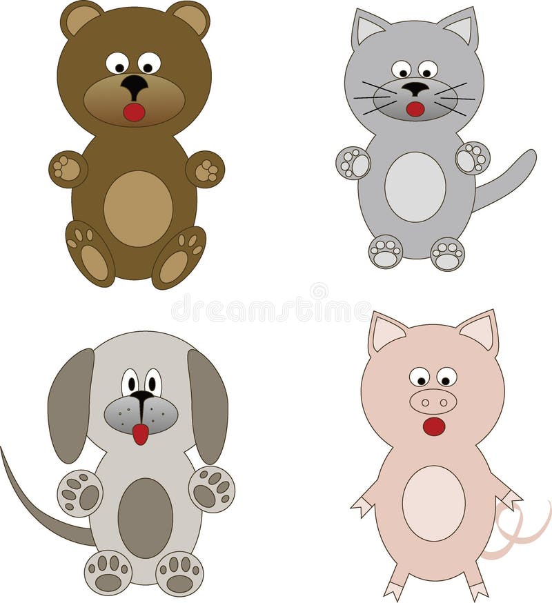 Set of animal cartoons cat,dog,bear,pig