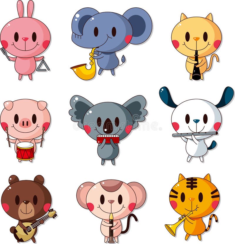 Set of animal music player vector illustration