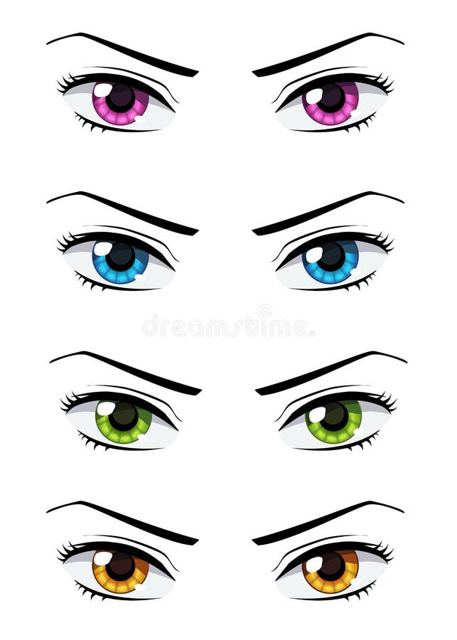 Set of Male Anime Style Eyes Stock Illustration - Illustration of japanese, iris: 147934165