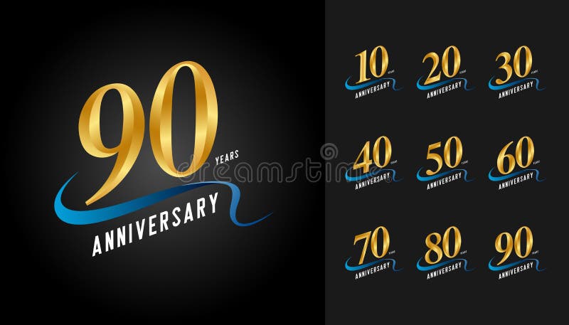 Set of anniversary logotype. Golden anniversary celebration emblem design for booklet, leaflet, magazine, brochure poster, web, i vector illustration Set of anniversary logotype. Golden anniversary celebration emblem design for booklet, leaflet, magazine, brochure poster, web, i vector illustration