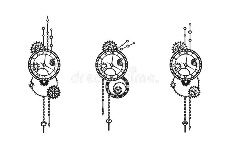 Two Steampunk Clocks with Gears