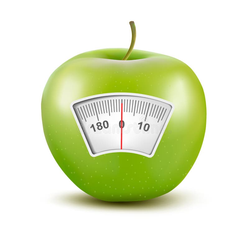 Set of Apples with a Weight Scale. Diet Concept Stock Illustration