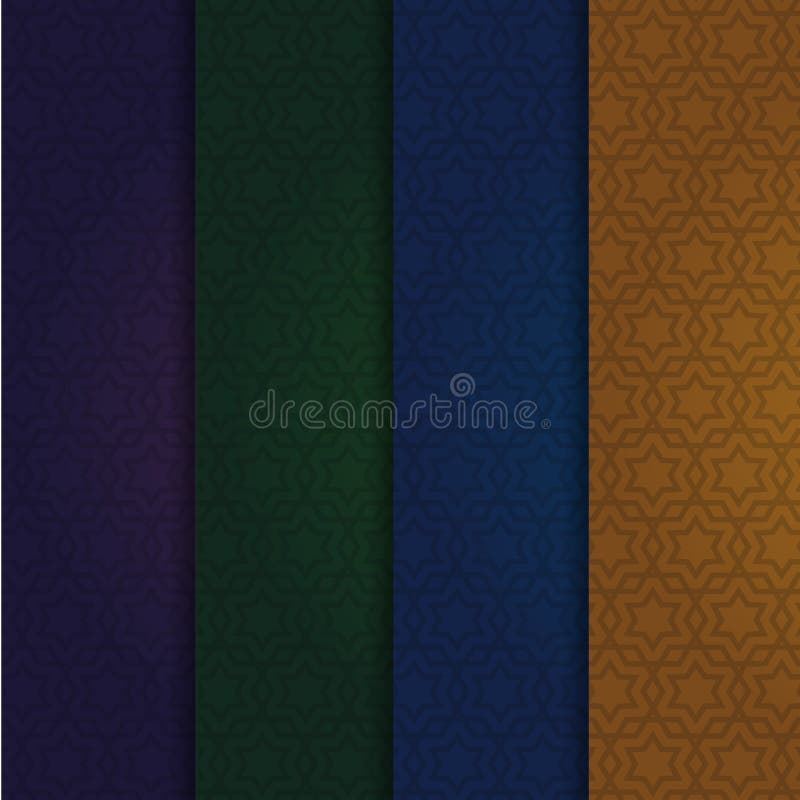 Set of the arabic vector patterns. Dark festive backgrounds. stock illustration Set of the arabic vector patterns. Dark festive backgrounds. stock illustration