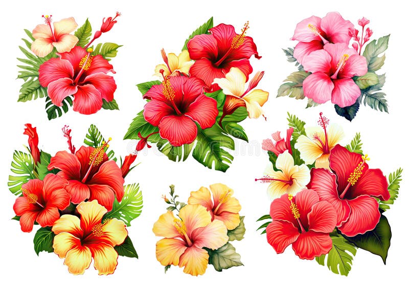 Arrangement from Hibiscus Flowers Stock Vector - Illustration of ...