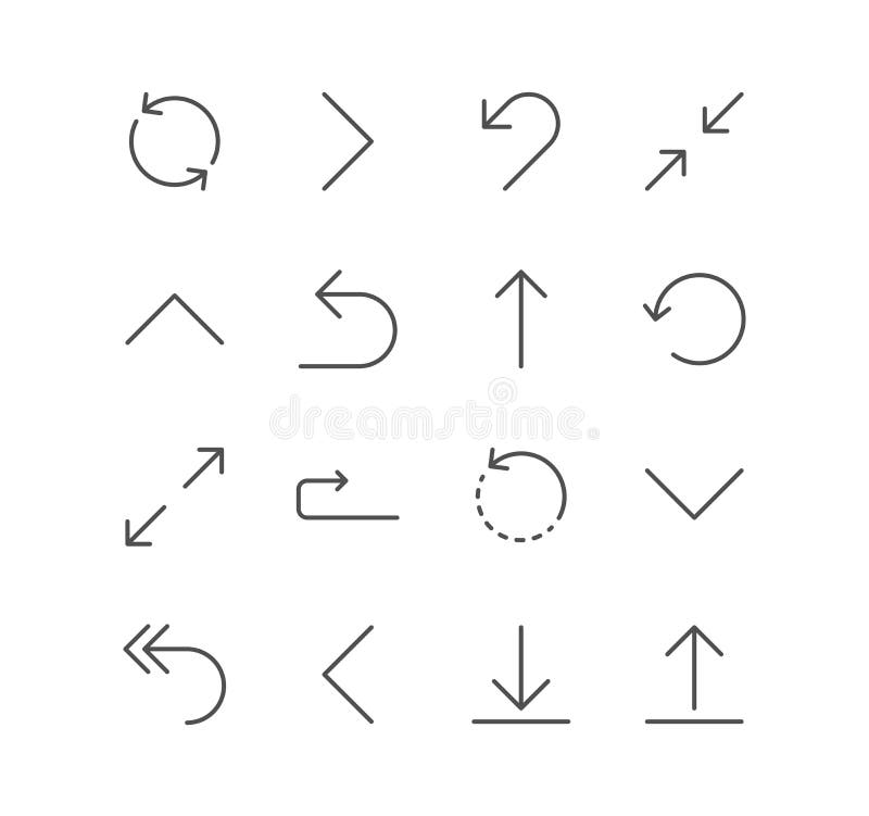 Set of arrow and navigation icons, size, scale, decrease, edit, resize, line, view, reduce and linear variety vectors. Decrease icons set vectors