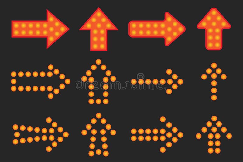 Set of arrows of light. vector illustration