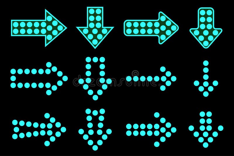 Set of arrows of light. vector illustration