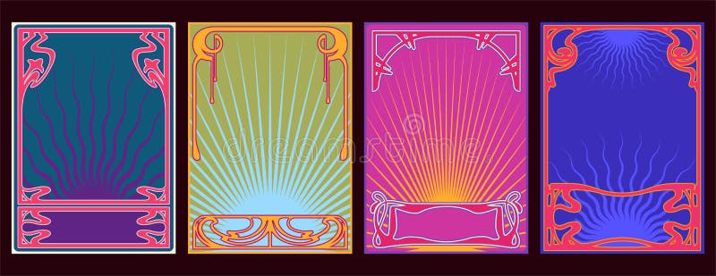 Psychedelic Colors Art Nouveau Frames