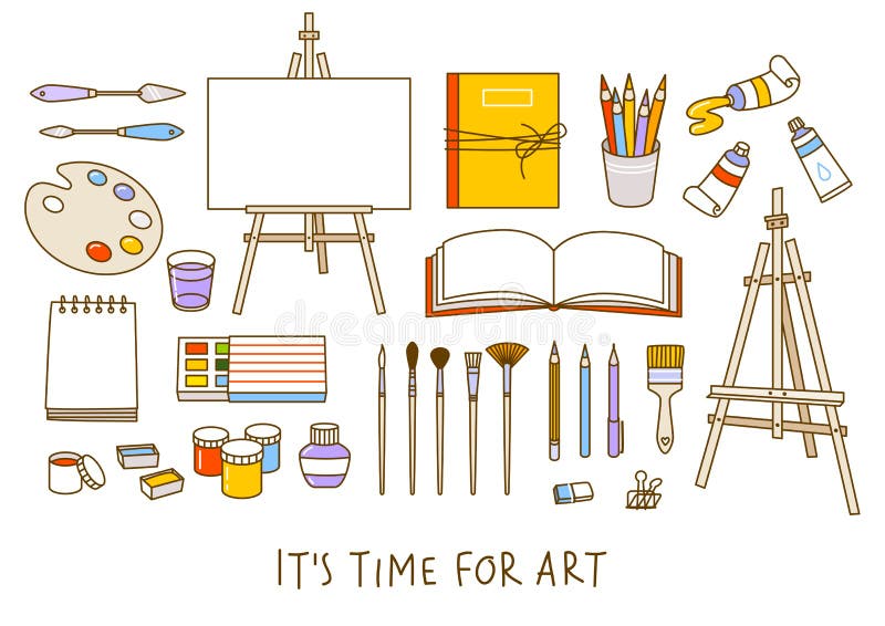 Art supplies painting and drawing materials Vector Image