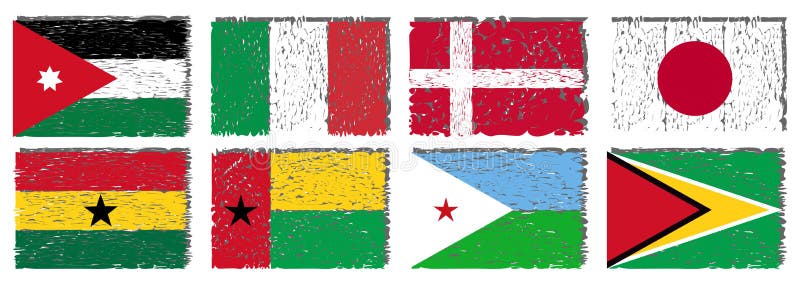 Set of artistic flags of the world vector illustration