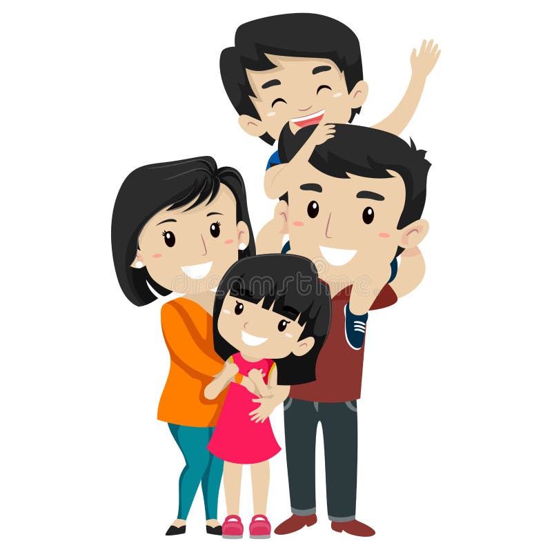 Set of Asian Happy Family royalty free illustration