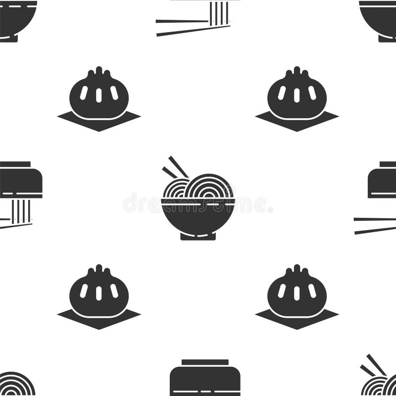 Set Asian Noodles in Bowl and Chopsticks, Asian Noodles in Bowl and